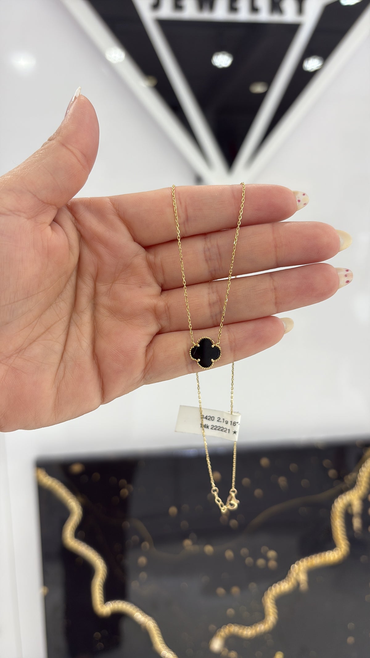14k black flower chain