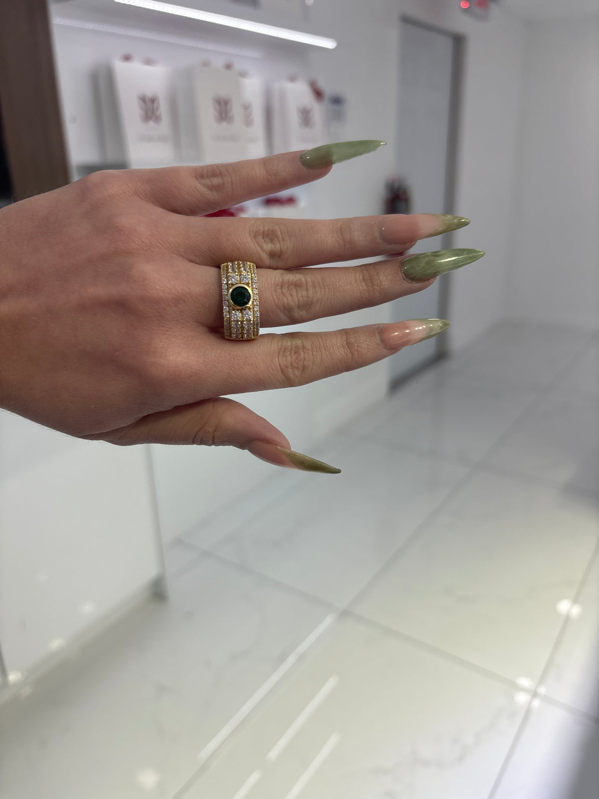 14K Green Stone Ring