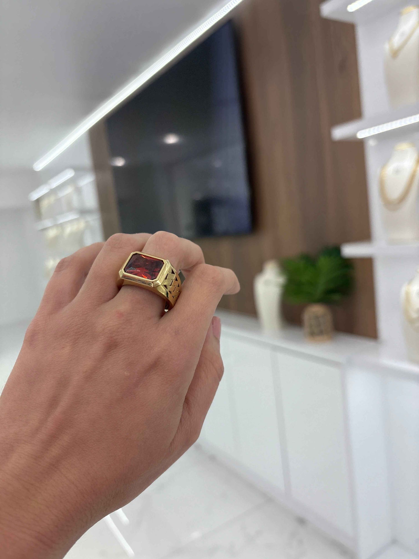 10K Red Stone Ring