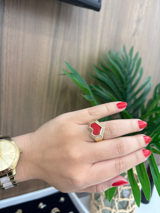 14k red heart ring