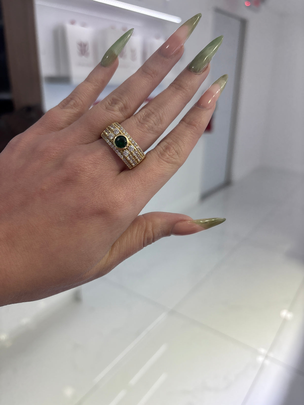 14K Green Stone Ring