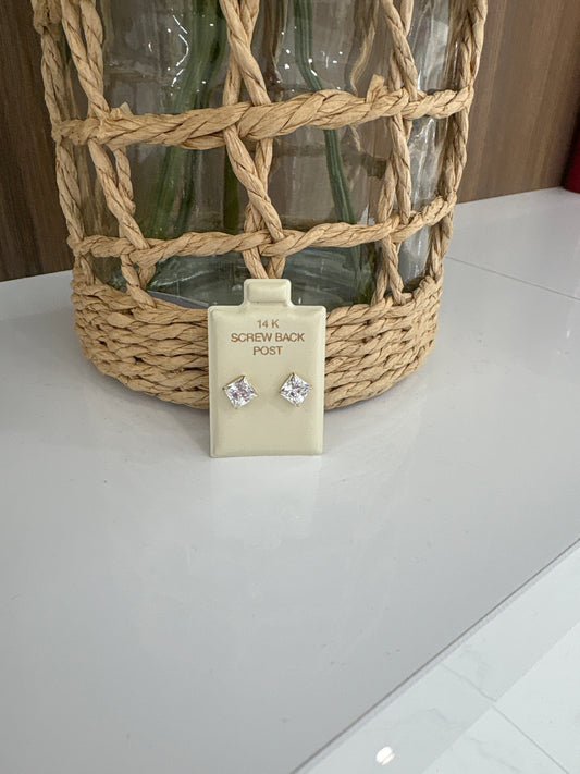 14K Large Square Earring