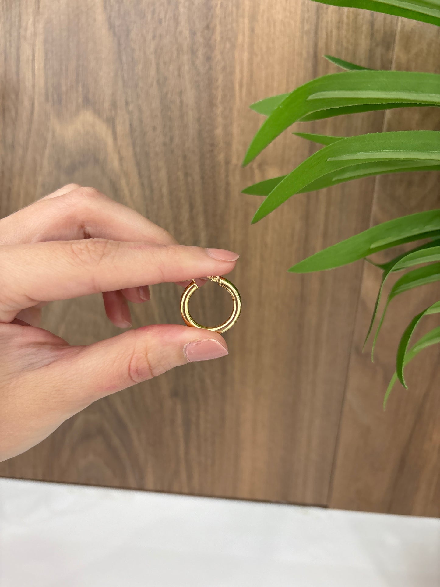 14K Plain Hoops