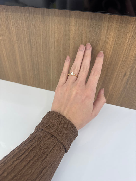 14K Women Square Stone Ring