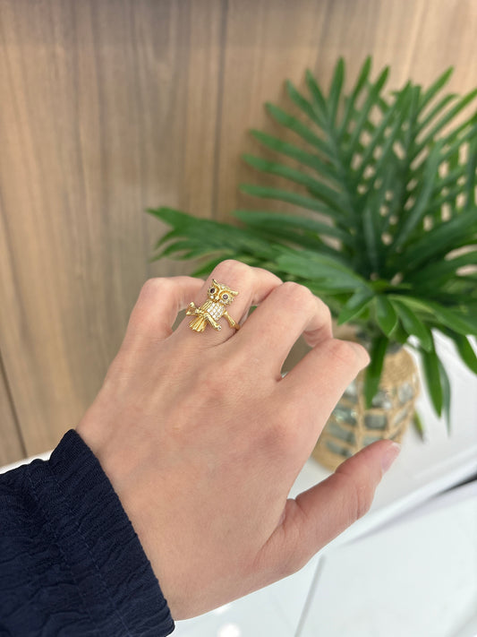 14K Owl Ring