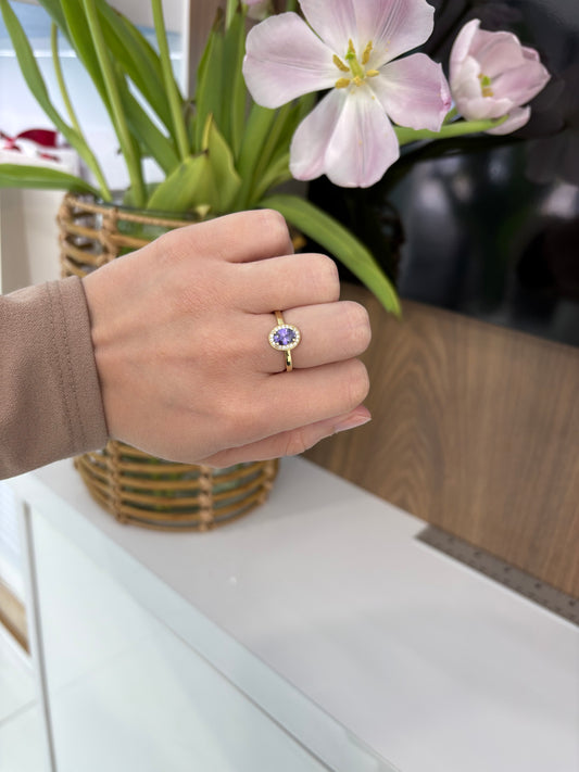 10K Purple Oval Stone Ring