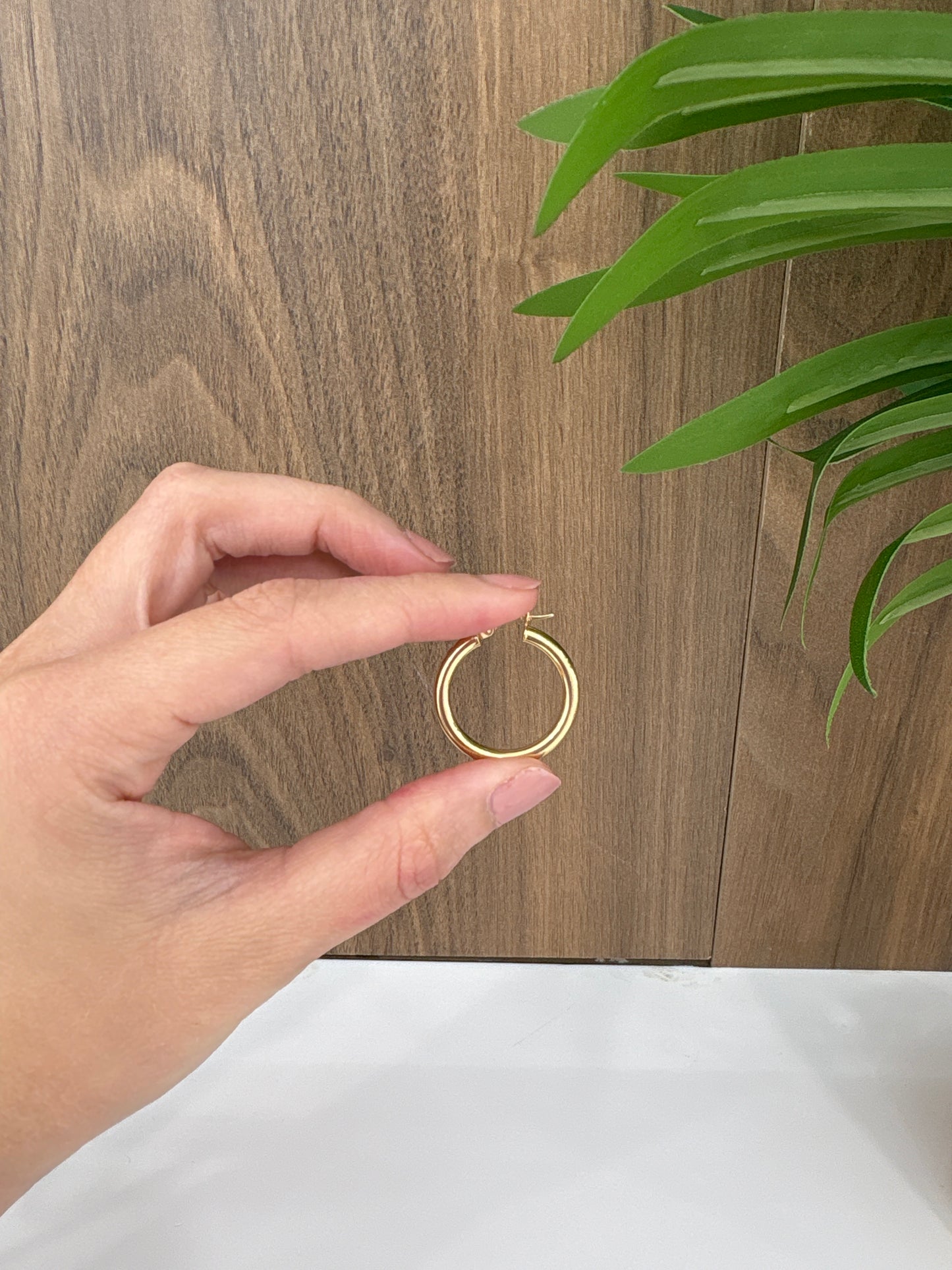 14K Plain Hoops
