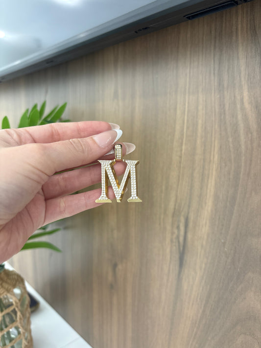 14K M Diamond Charm