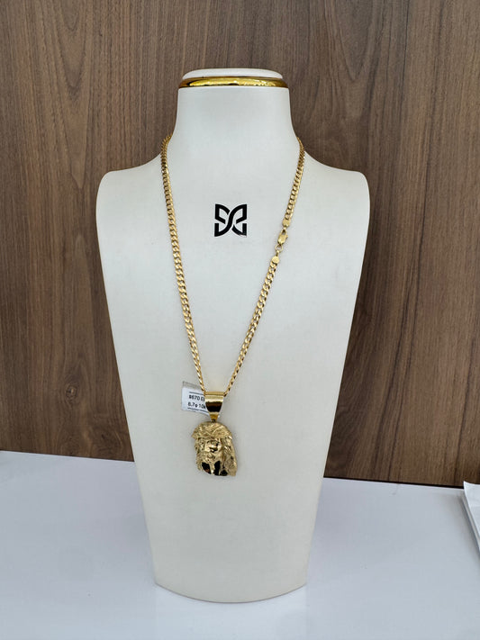 10K Set Curb link + pendant