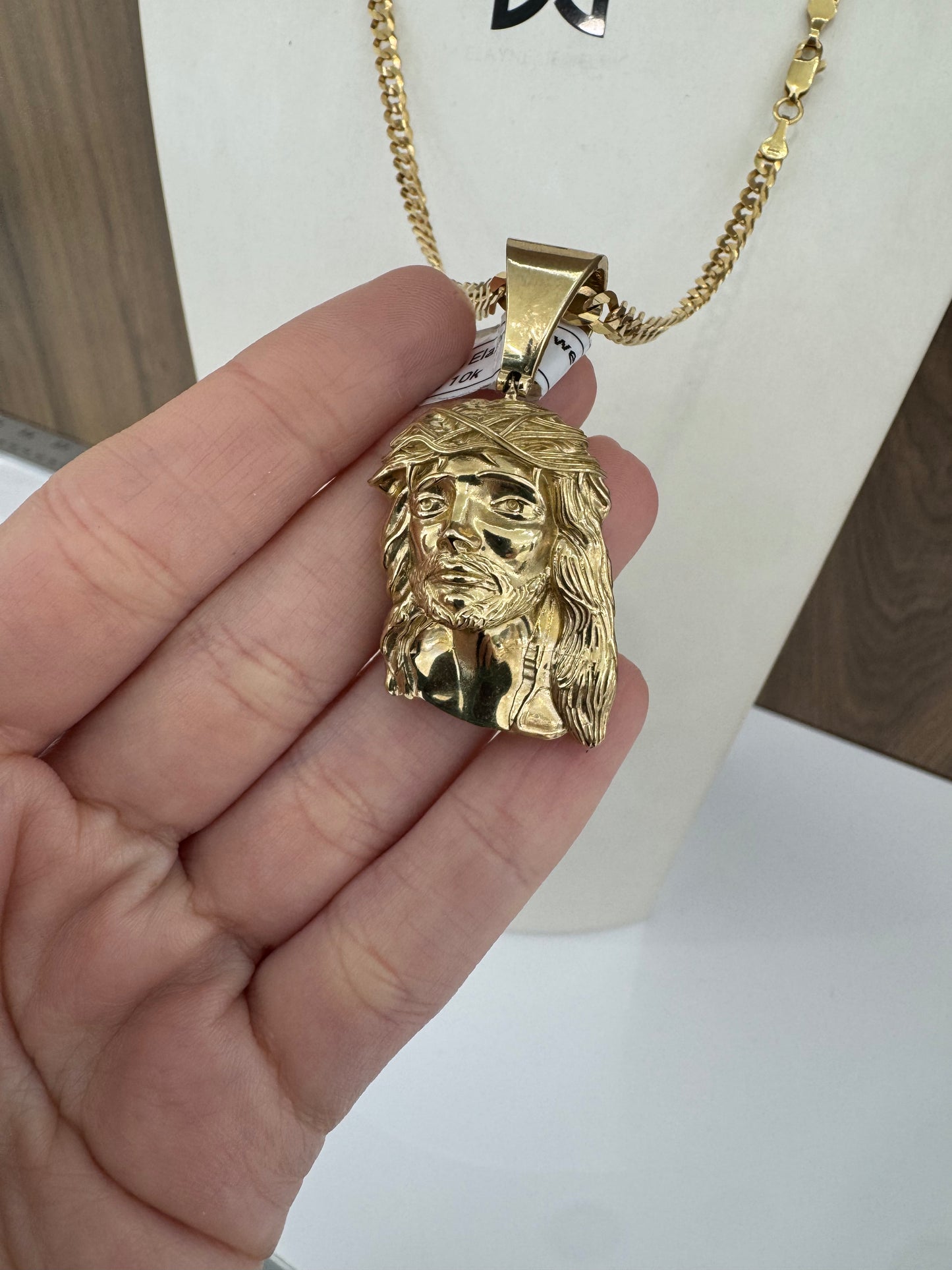 10K Set Curb link + pendant