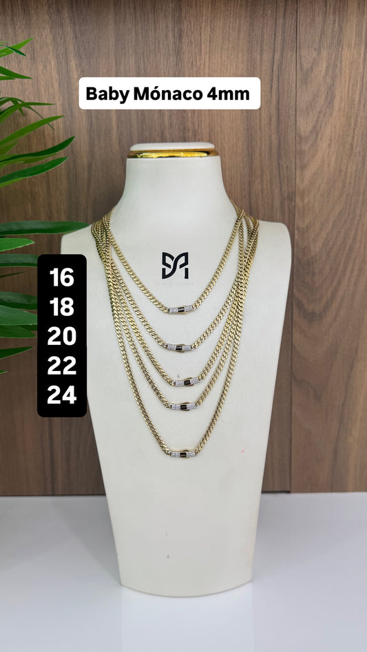 10K 4MM Baby Monaco Chain