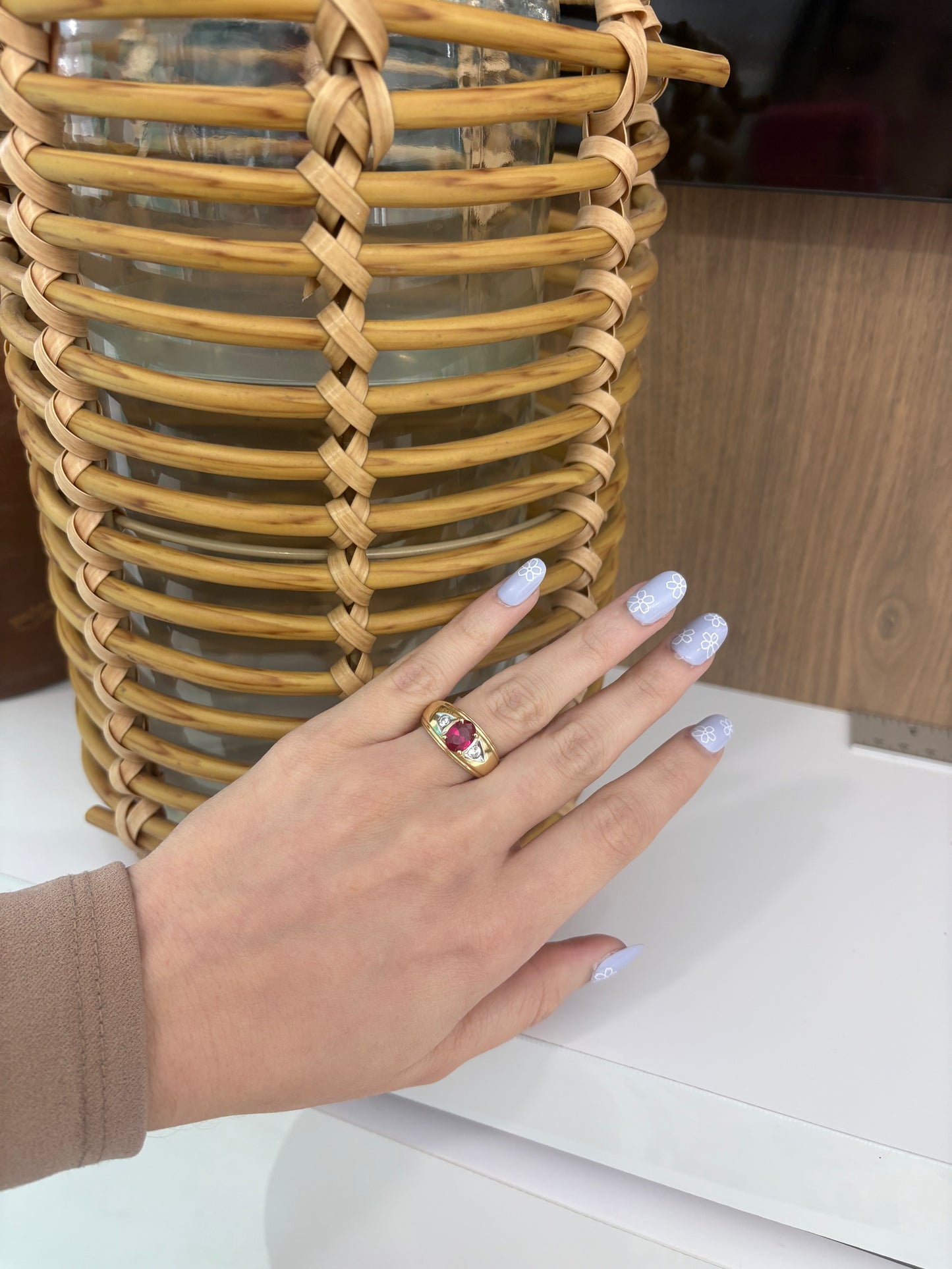 14K Red Stone Ring