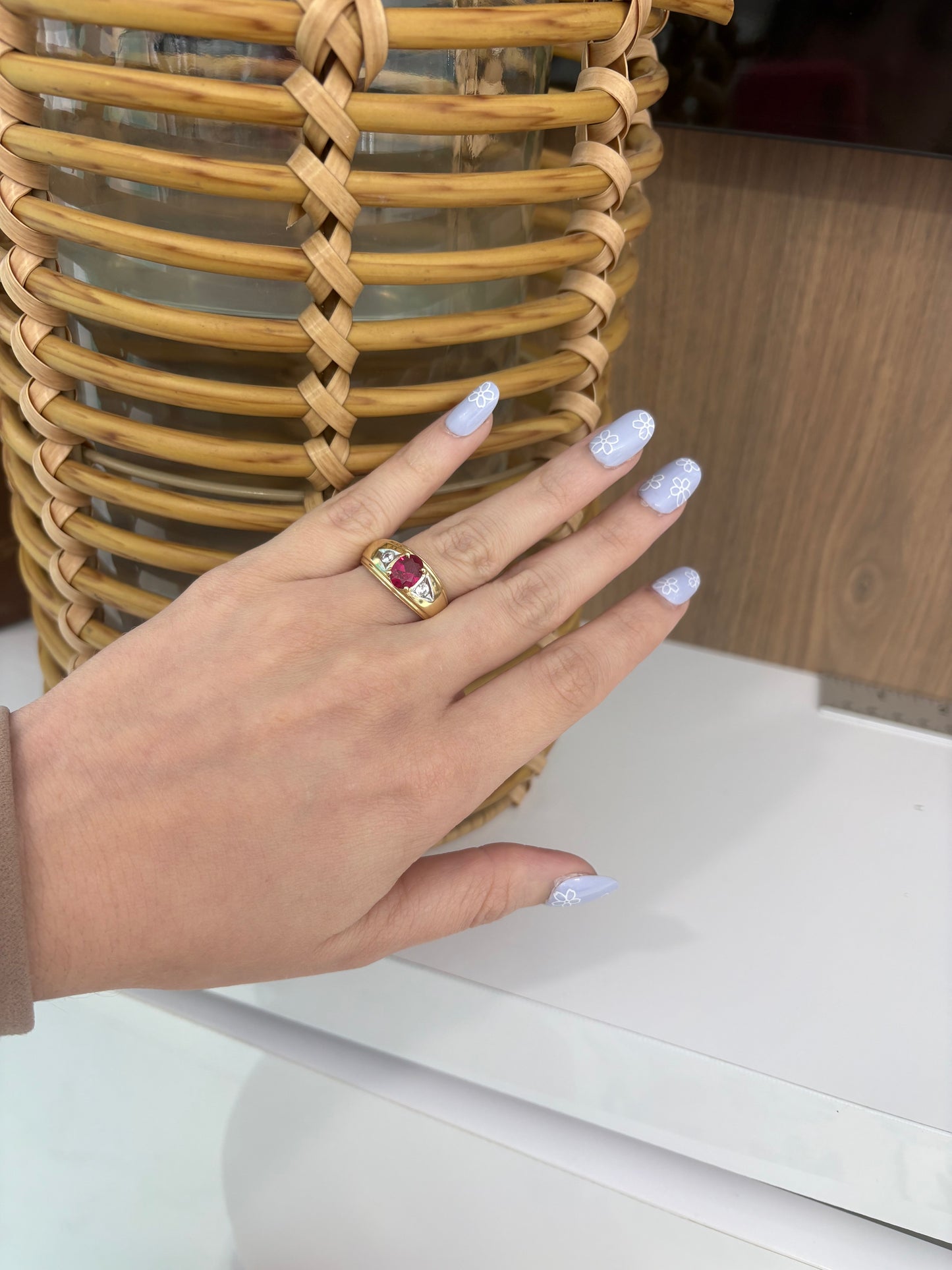14K Red Stone Ring