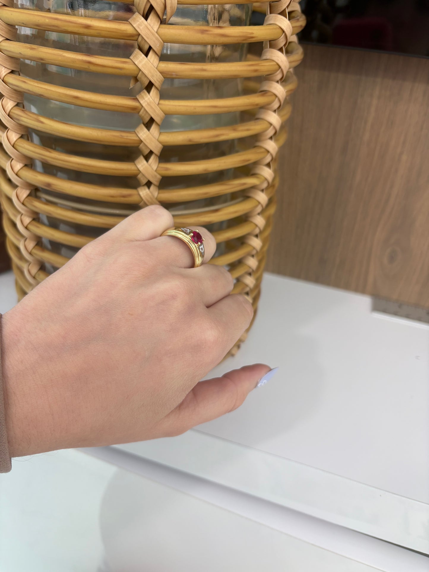 14K Red Stone Ring