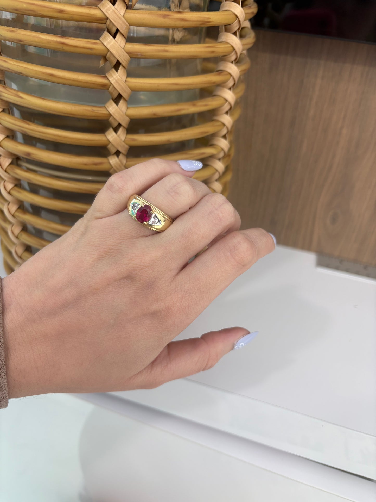14K Red Stone Ring