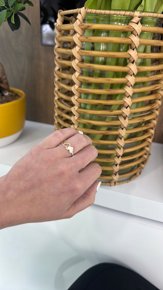 10k Double Heart Ring