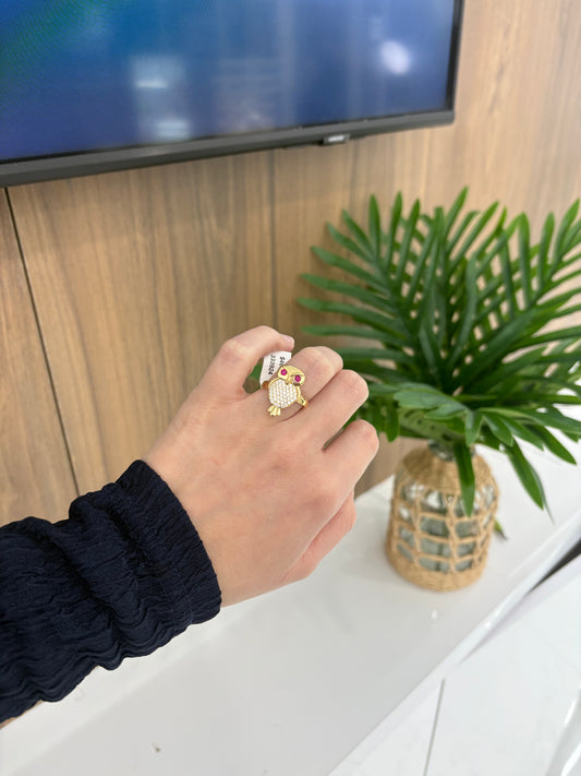 14K Owl Ring