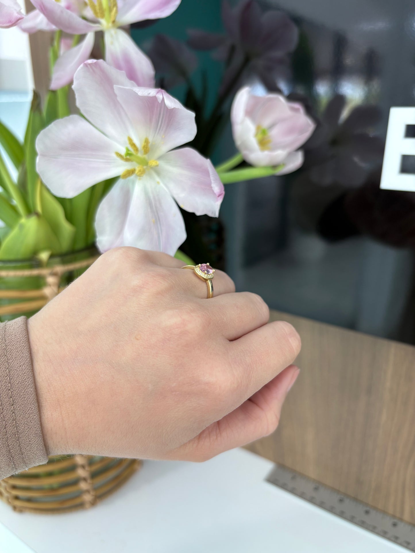 10K Pink Stone Ring