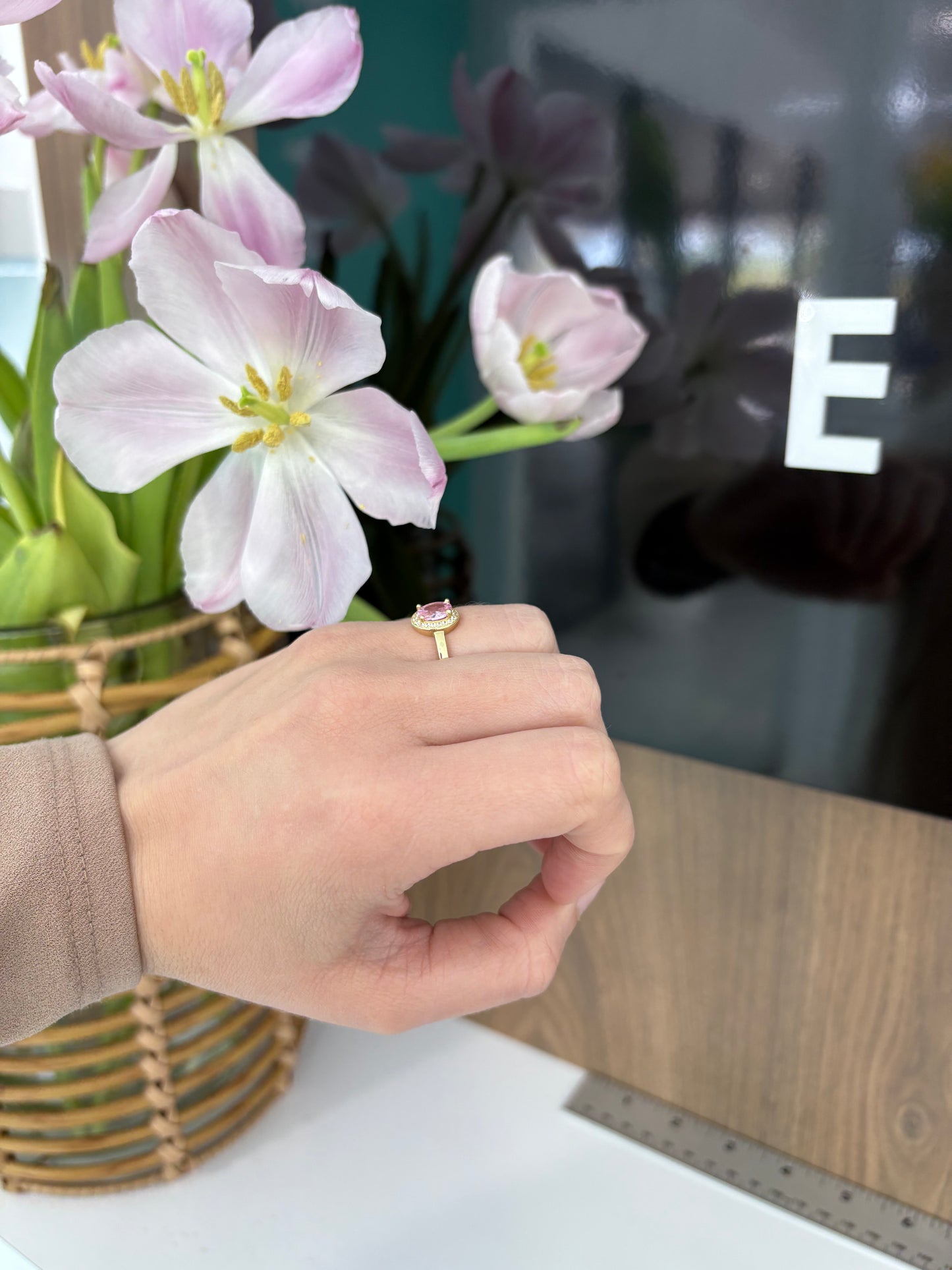 10K Pink Stone Ring