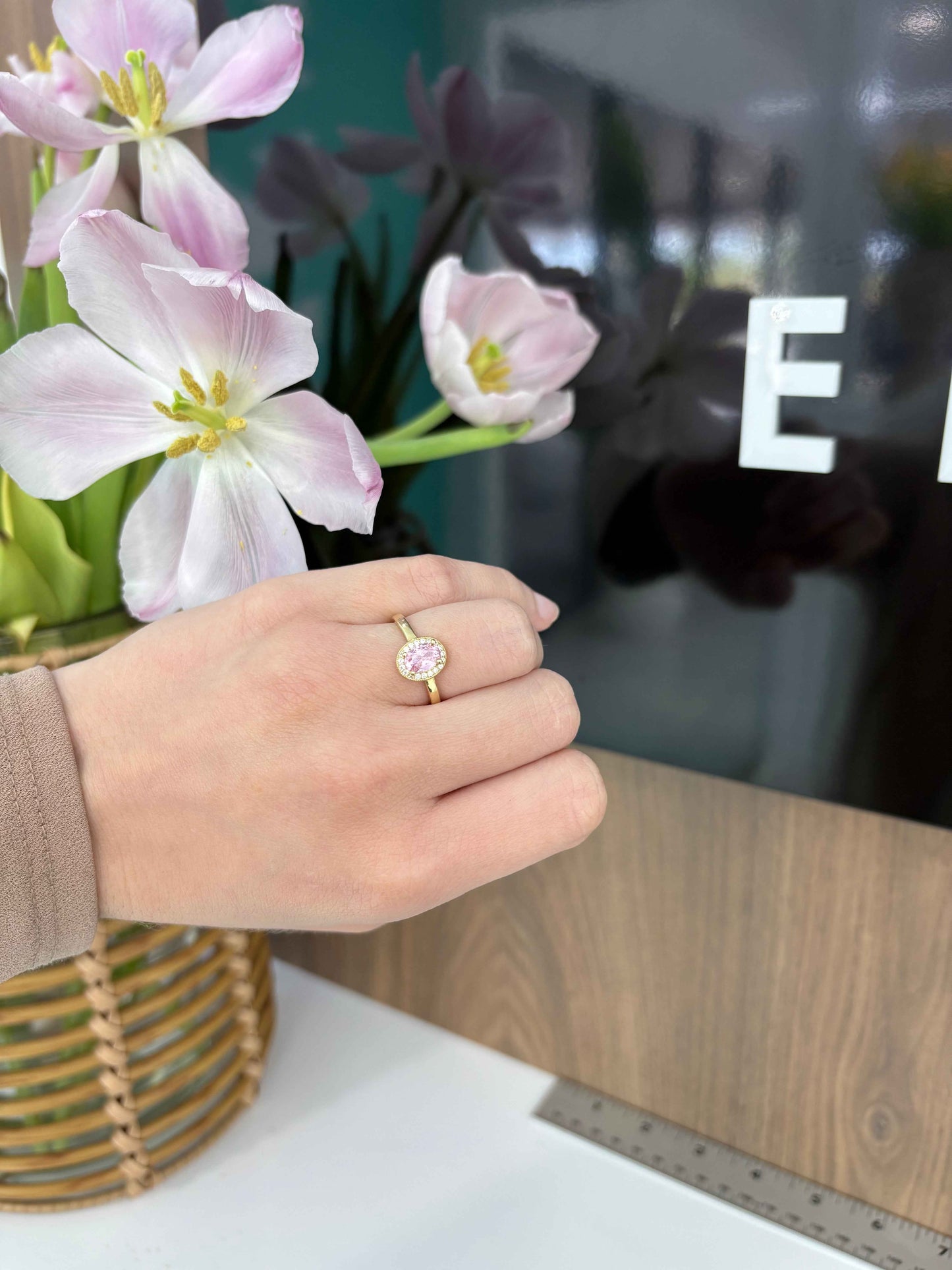 10K Pink Stone Ring