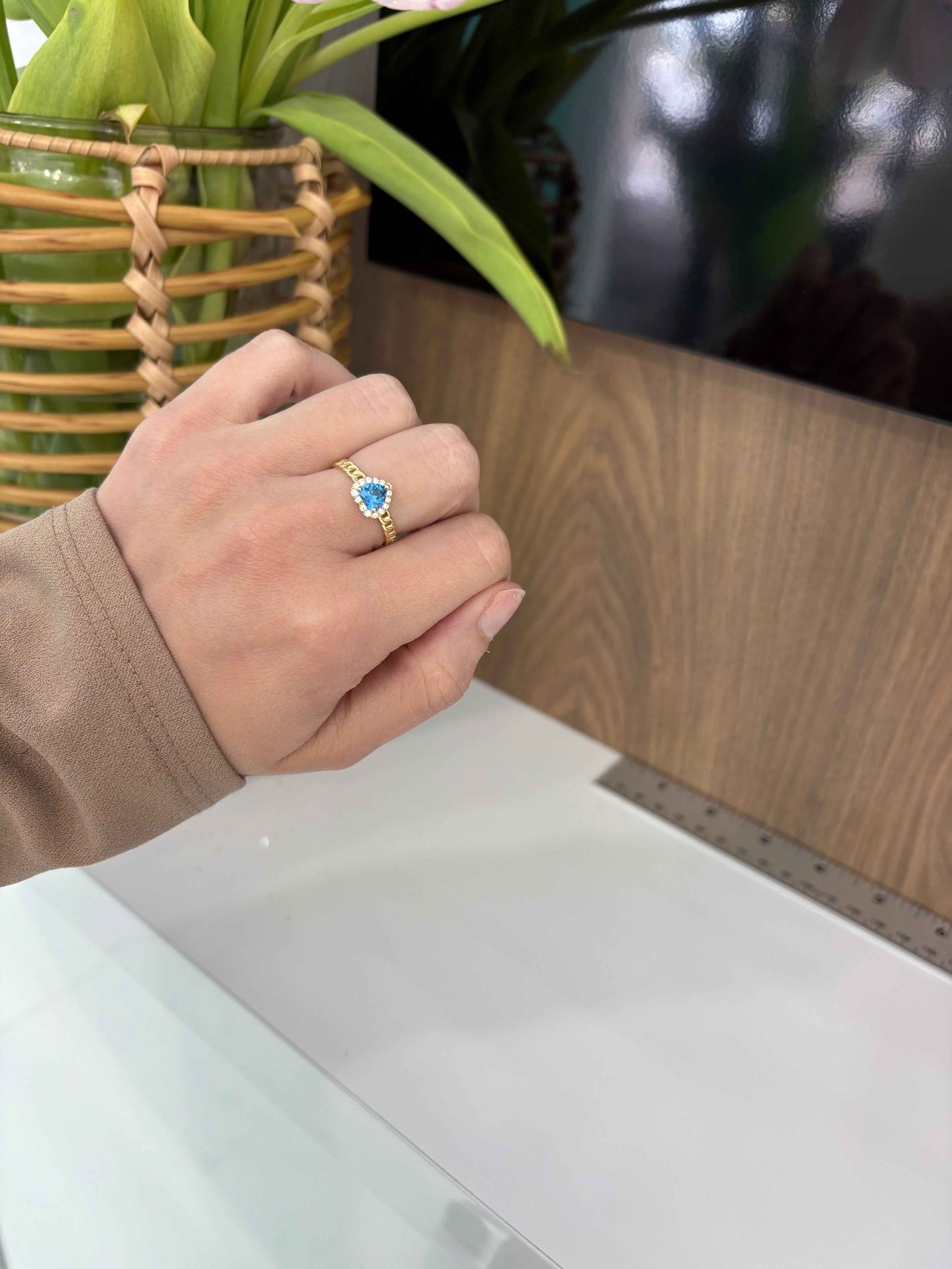 10K Blue Heart Ring