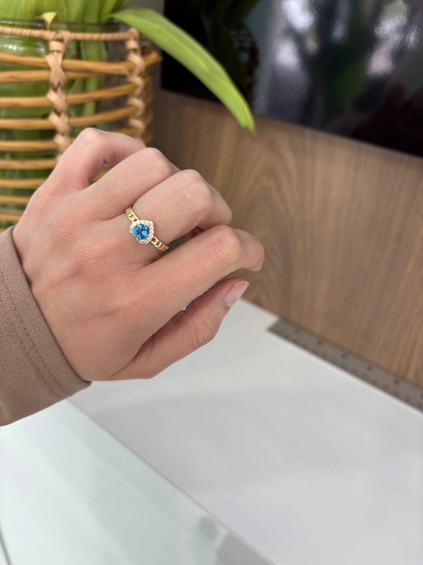 10K Blue Heart Ring
