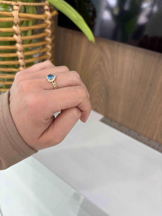 10K Blue Heart Ring