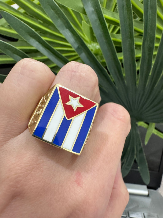10K Cuban Flag Ring