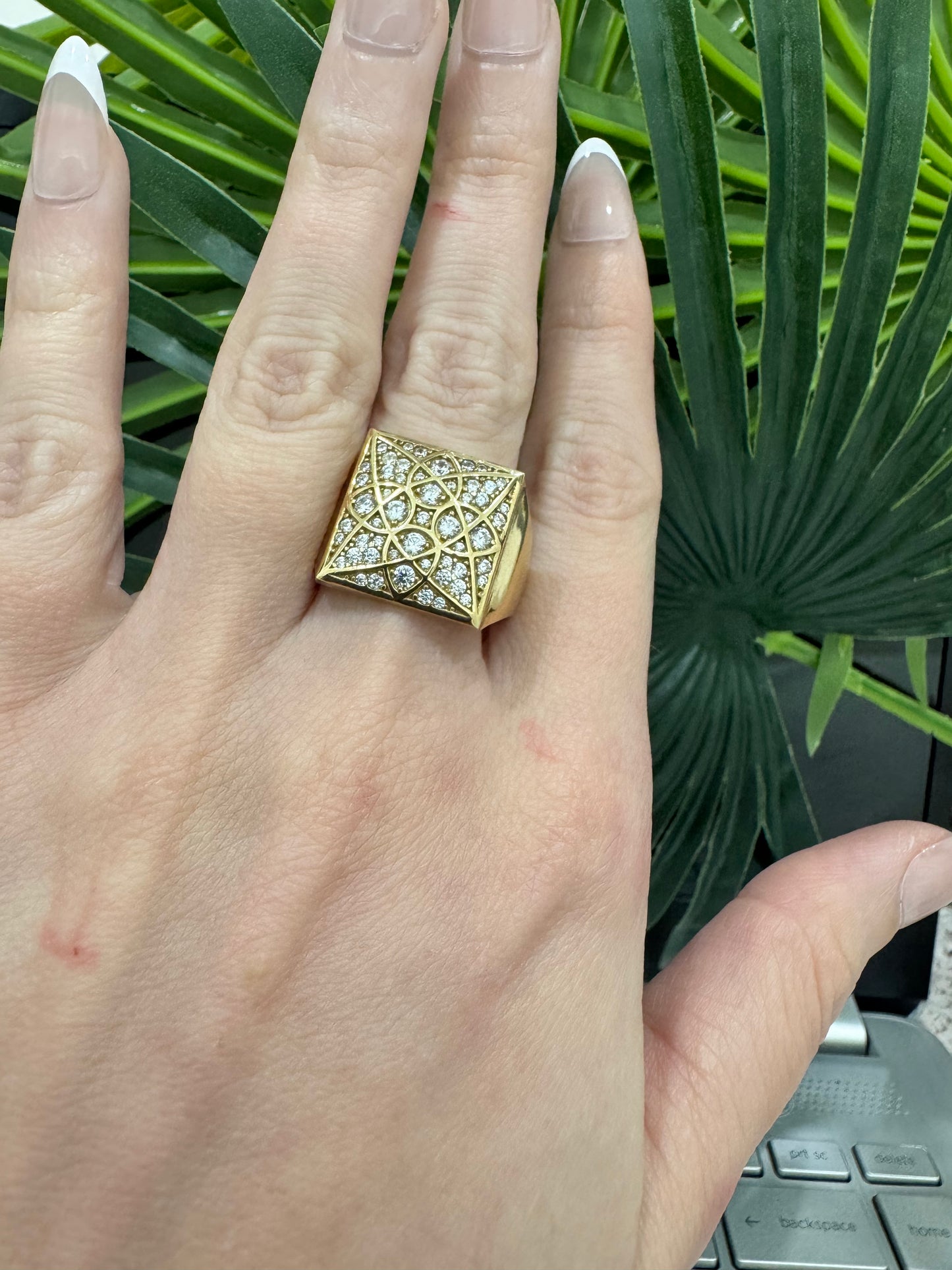 10K Square Rosetta Ring