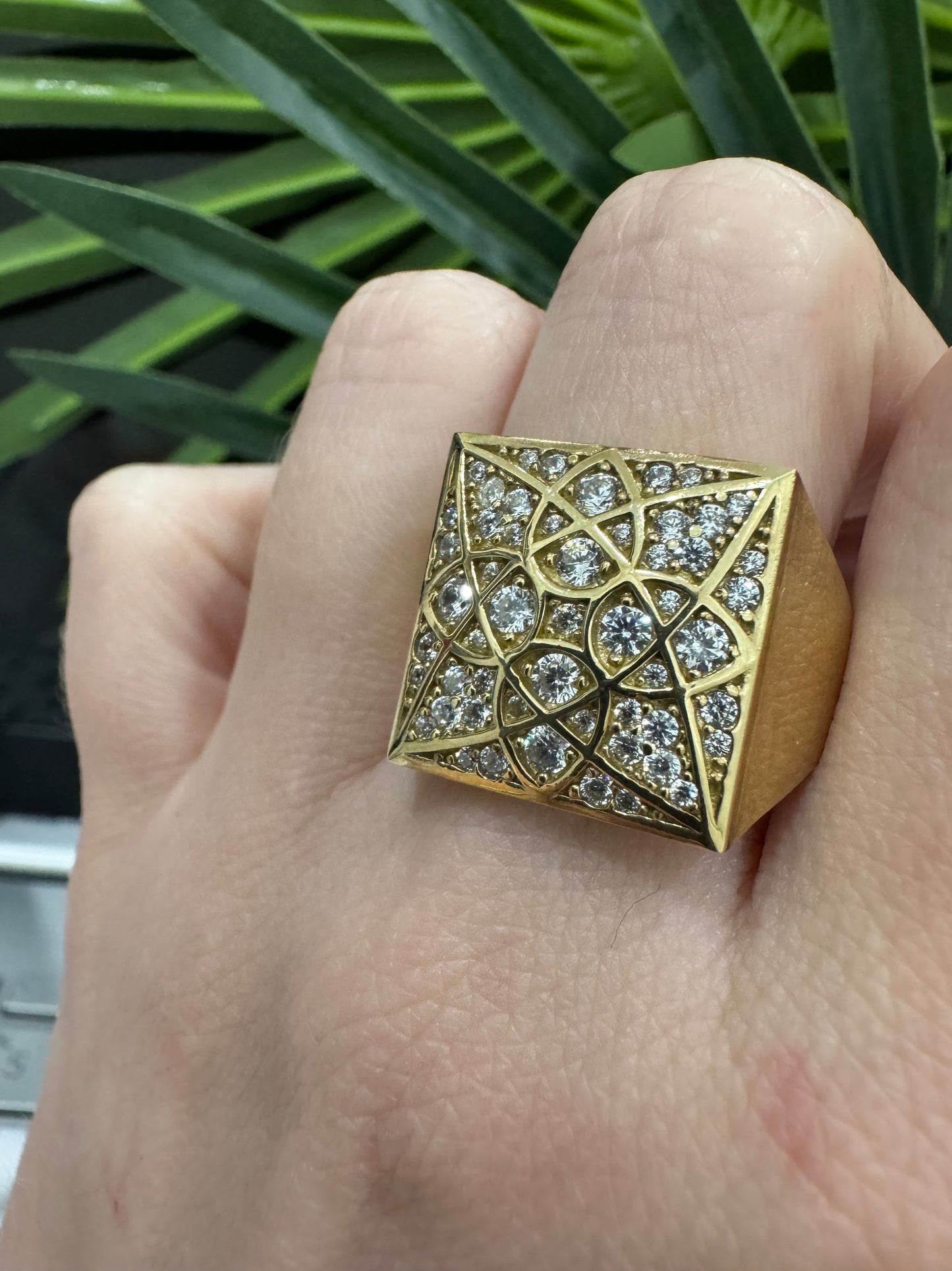 10K Square Rosetta Ring