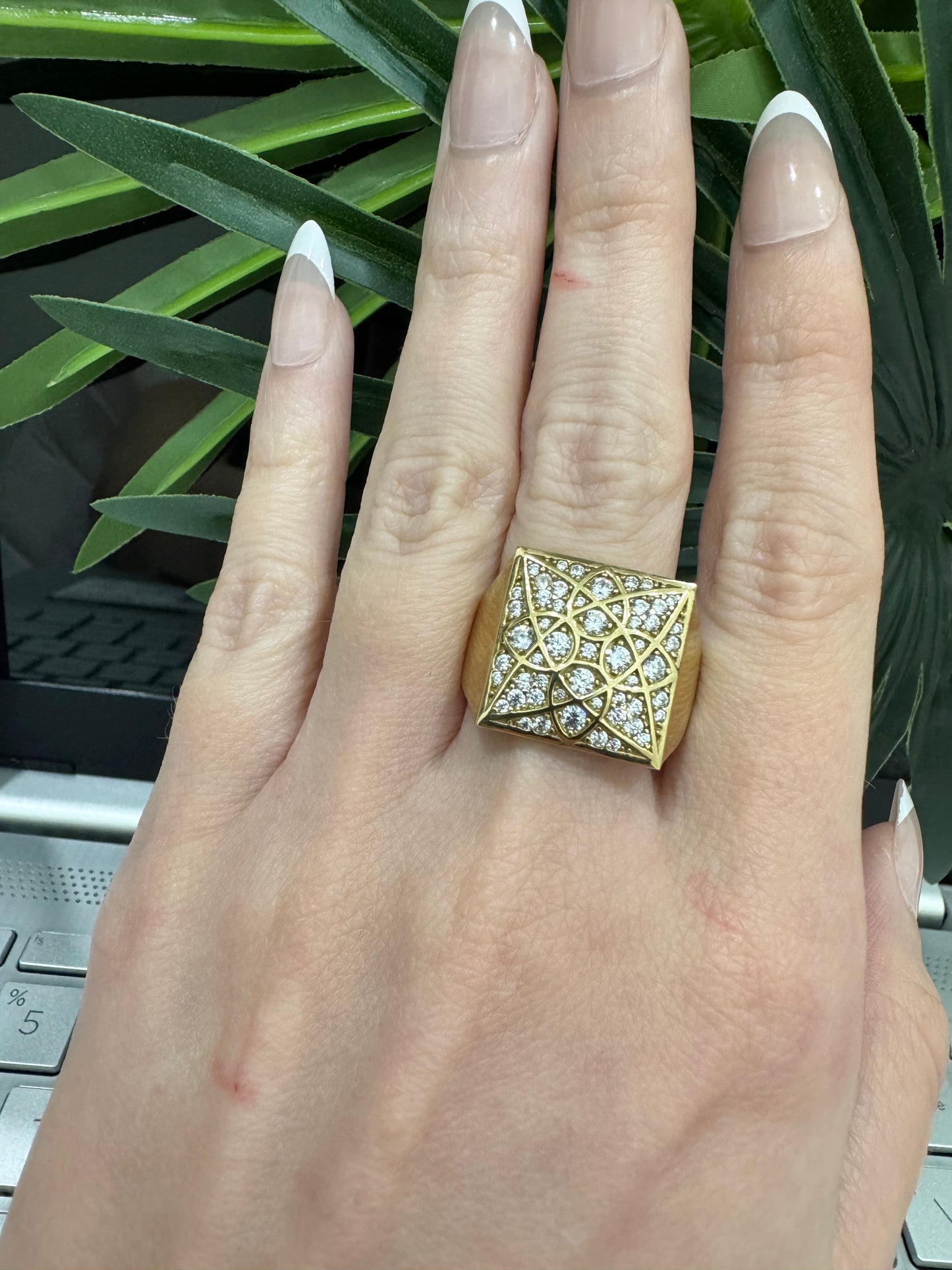 10K Square Rosetta Ring