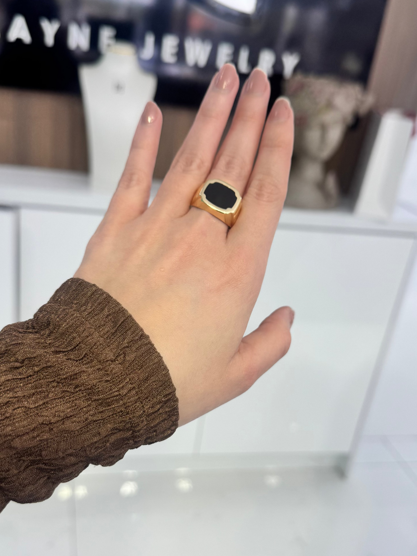 14K Black Front Men Ring