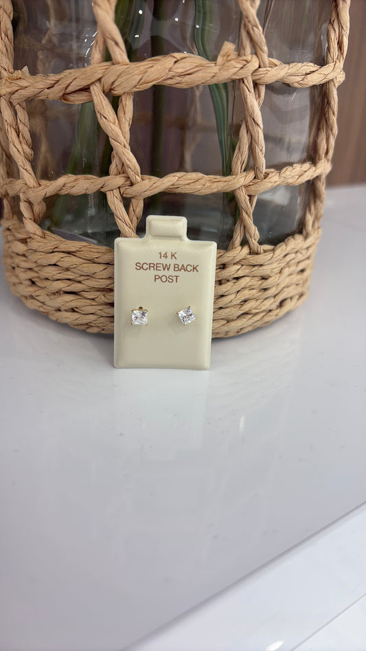 14K Small Square Earring