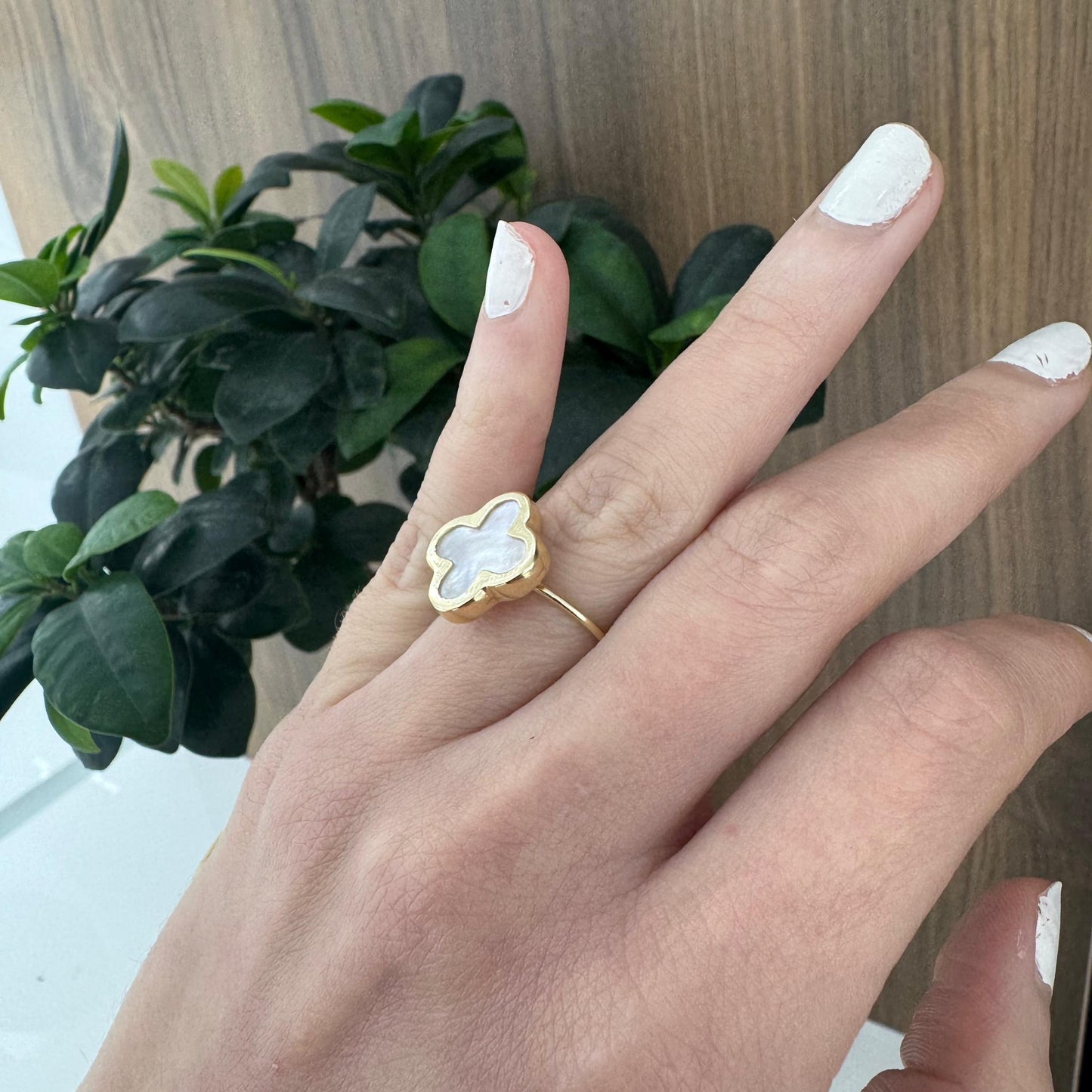 14K White Flower Ring