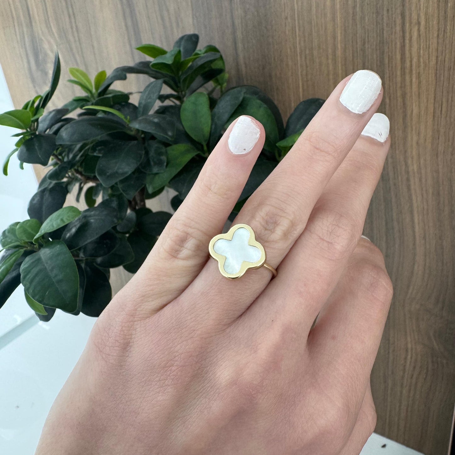 14K White Flower Ring