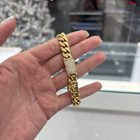 Cuban link Bracelet + Diamond lock